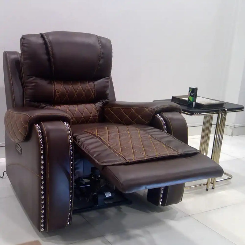 David Three Motor Electric Recliner - Brown & Rust