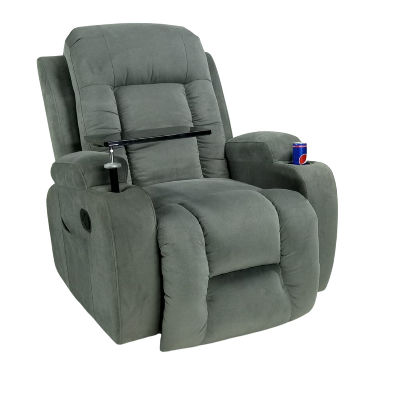 Franklin Manual Recliner Grey Fabric With Table