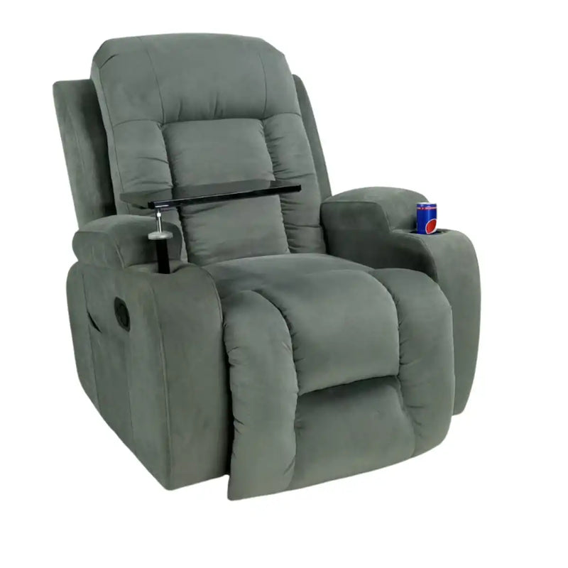 Franklin Manual Recliner Grey Fabric With Table