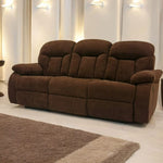 Henry Three Seater Recliner- Brown Sued Fabric