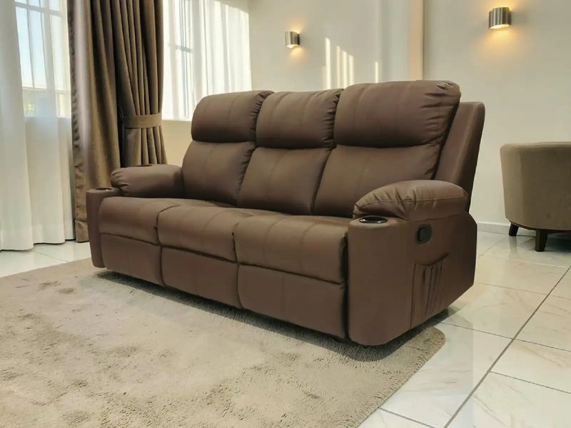 Mathew | Three Seater | Manual Recliner | SD Brown
