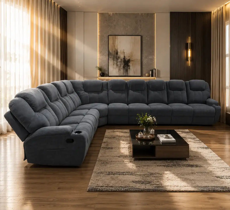 Matt | L shape | Manual Recliner Sofa | Boucle Fabric | Grey | M415-34