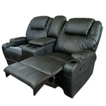 Matt | Two Seater With Console | Manual Recliner | Leatherite | SD Black