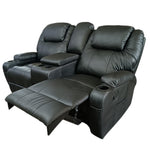 Matt | Two Seater With Console | Manual Recliner | Leatherite | SD Black